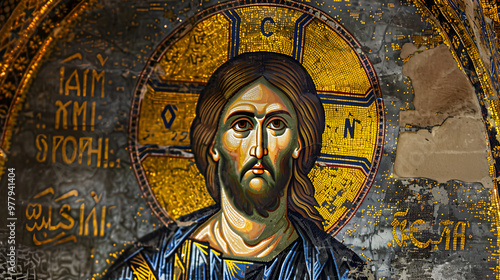 Deesis Christ Pantocrator Image Chris Mosaic  photo