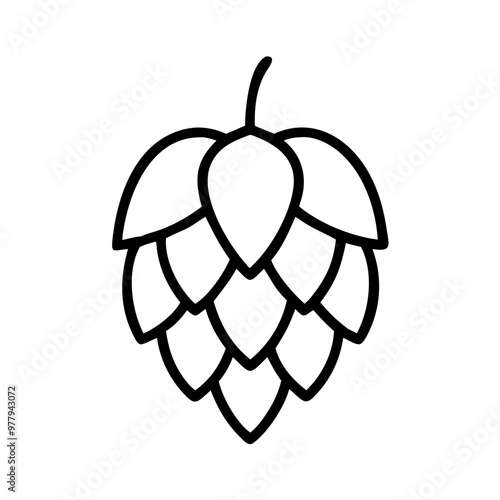 Vector icon of a hop cone for brewing and craft beer design