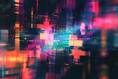 Wallpaper Mural Nighttime city view with lights and buildings Torontodigital.ca