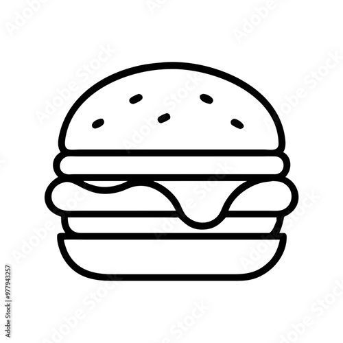 Vector icon of hamburger in minimalistic style on white background, food concept