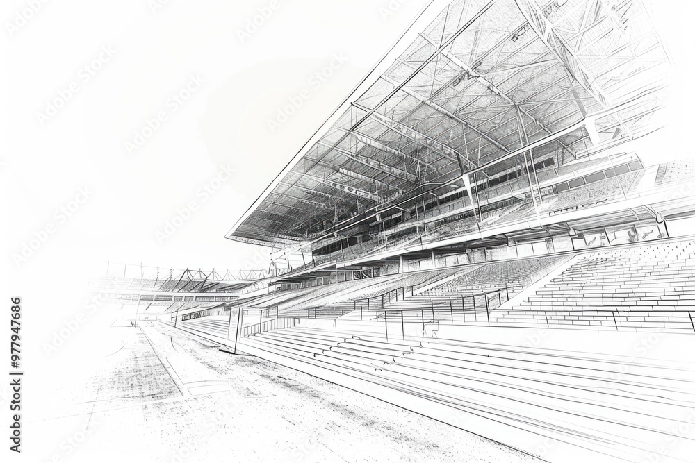 Fototapeta premium Simple illustration of a stadium in black and white