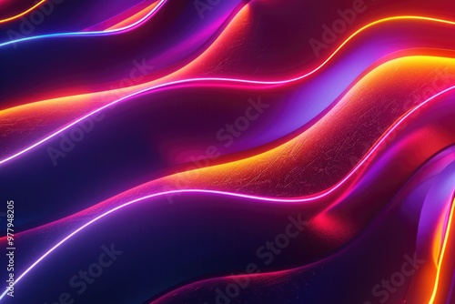 Wallpaper Mural A close-up shot of a vibrant neon wave pattern, ideal for use in futuristic or technology-themed designs Torontodigital.ca