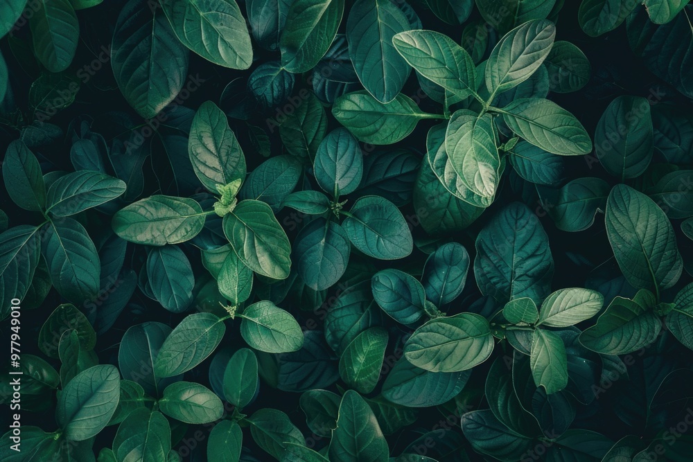A detailed view of a cluster of green leaves A detailed view of a cluster of green leaves