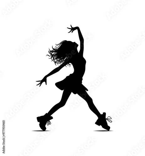 girl dancing isolated vector silhouette illustration