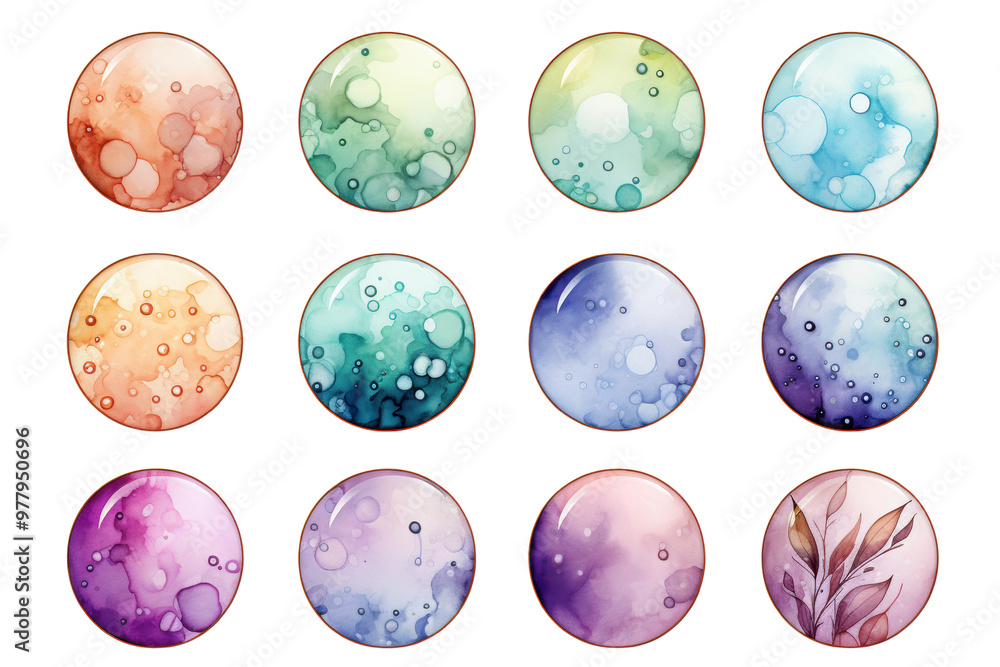 beautiful round watercolor patterns.