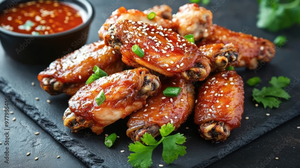 Oven-Cooked Chicken Wings with Chili Sauce and Sesame Oven-Cooked Chicken Wings with Chili Sauce and Sesame