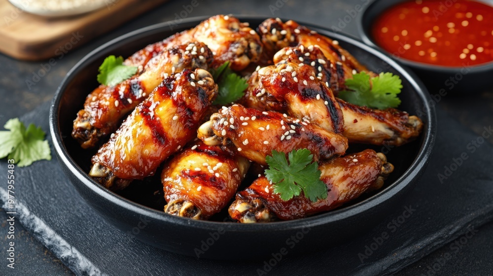 Crispy Chicken Wings with Sesame Seeds and Chili Sauce Crispy Chicken Wings with Sesame Seeds and Chili Sauce