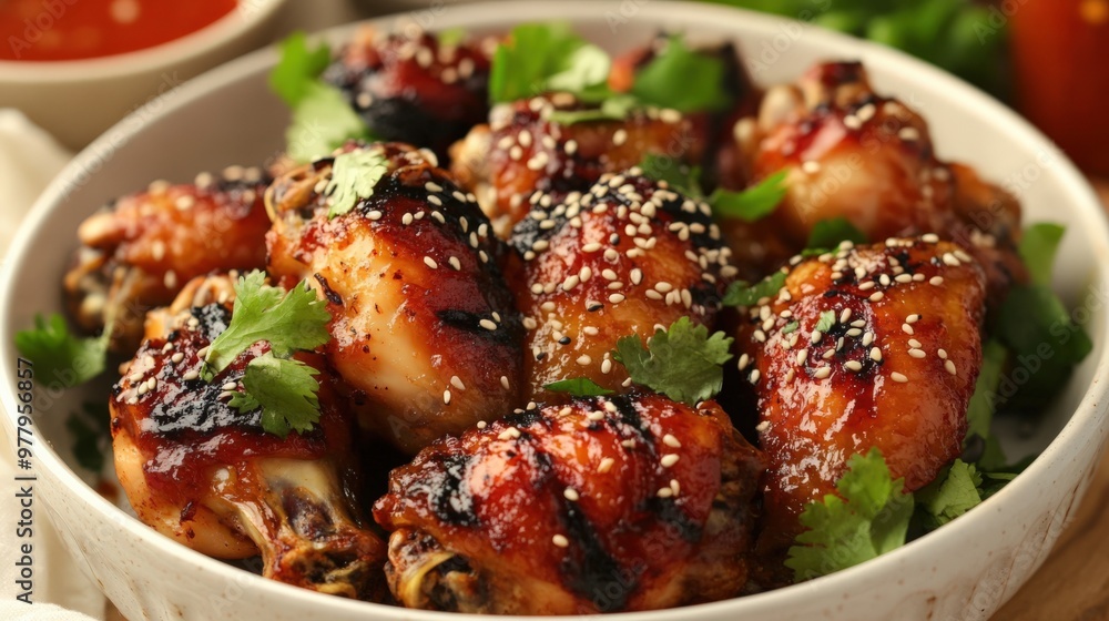 Baked Chicken Wings in Sweet Chili Sauce with Sesame Baked Chicken Wings in Sweet Chili Sauce with Sesame