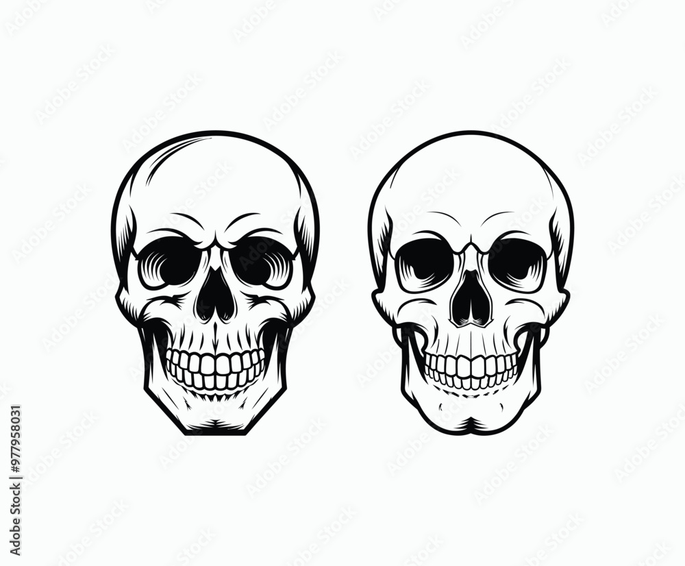 Skull EPS vector art silhouette illustration template on a white background Skull EPS vector art silhouette illustration template on a white background