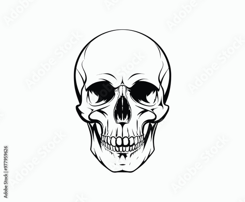 Skull EPS vector art silhouette illustration template on a white background