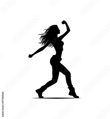  girl dancing isolated vector silhouette illustration