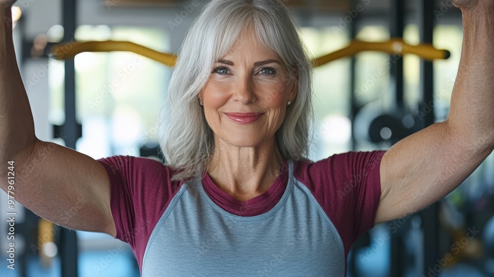 Obraz premium Mature Woman in Pink at the Gym