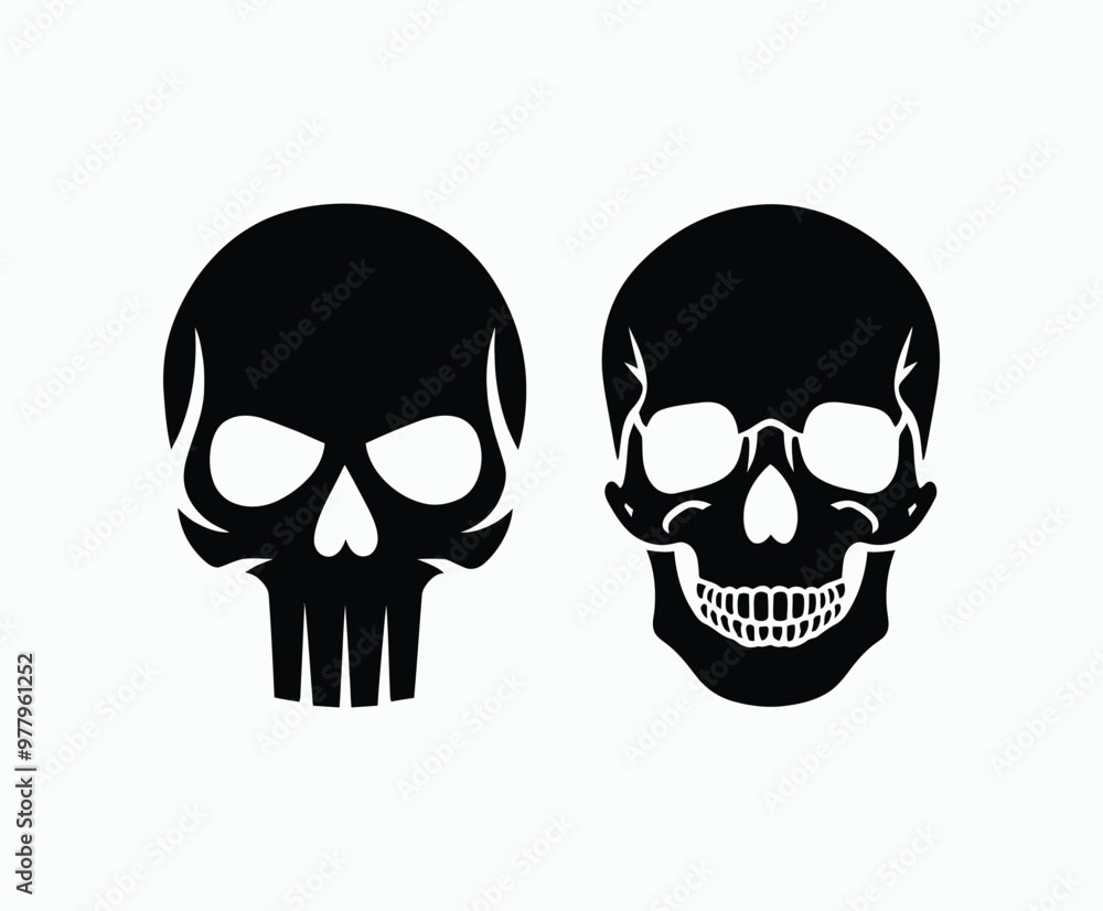 Skull EPS vector art silhouette illustration template on a white background Skull EPS vector art silhouette illustration template on a white background