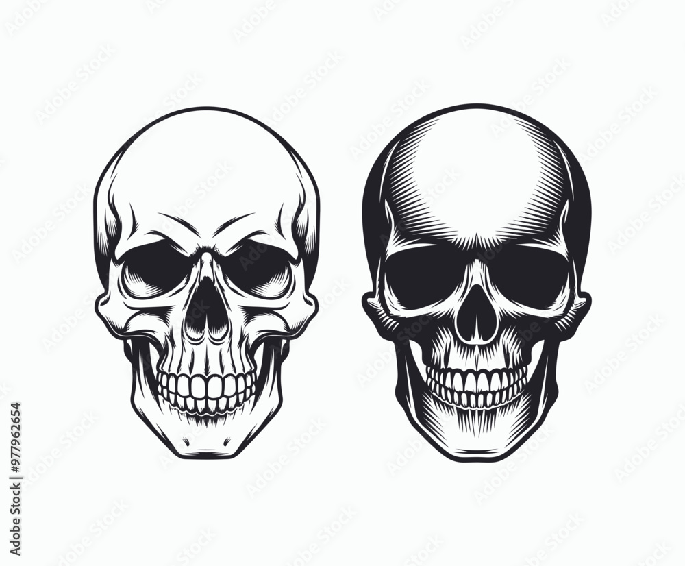 Skull EPS vector art silhouette illustration template on a white background Skull EPS vector art silhouette illustration template on a white background