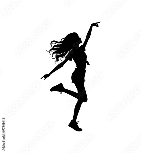  girl dancing isolated vector silhouette illustration