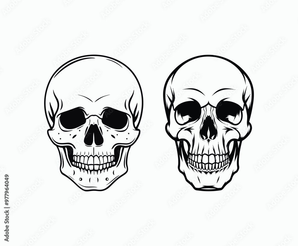 Skull EPS vector art silhouette illustration template on a white background Skull EPS vector art silhouette illustration template on a white background