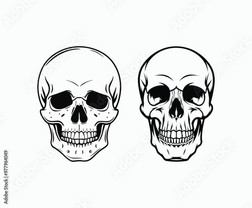 Skull EPS vector art silhouette illustration template on a white background