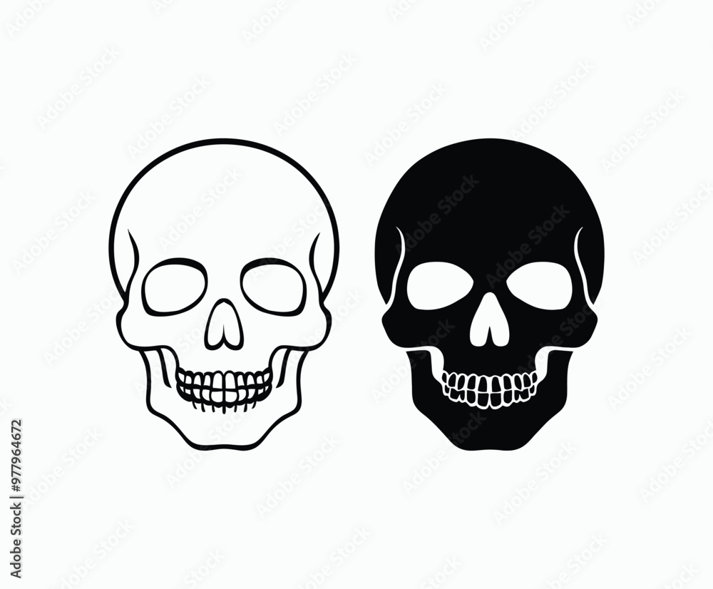 Skull EPS vector art silhouette illustration template on a white background Skull EPS vector art silhouette illustration template on a white background