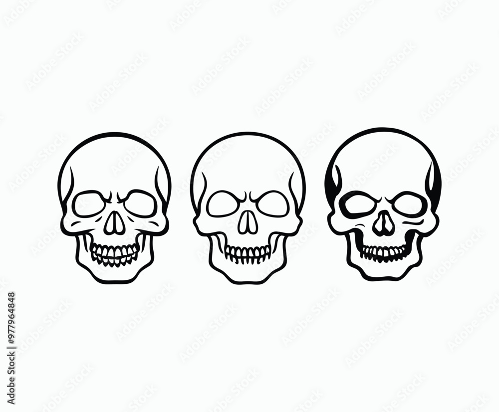 Skull EPS vector art silhouette illustration template on a white background Skull EPS vector art silhouette illustration template on a white background