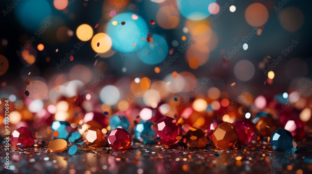 Naklejka premium Colorful confetti as abstract party wallpaper background header