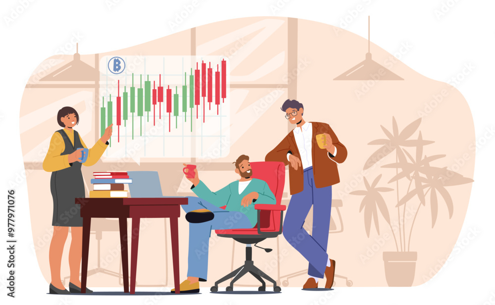 Business Team Enjoying Relaxing Coffee Break In Modern Office Environment With A Friendly Atmosphere Vector Illustration Business Team Enjoying Relaxing Coffee Break In Modern Office Environment With A Friendly Atmosphere Vector Illustration