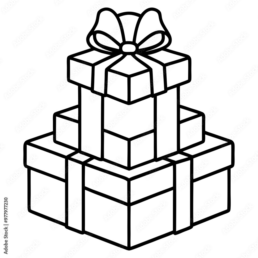 Stacked Gift Boxes with Ribbons and Bows - Vector Art Stacked Gift Boxes with Ribbons and Bows - Vector Art