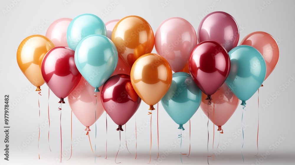 Colorful party balloons with isolated against transparent background. happy birthday concept Colorful party balloons with isolated against transparent background. happy birthday concept