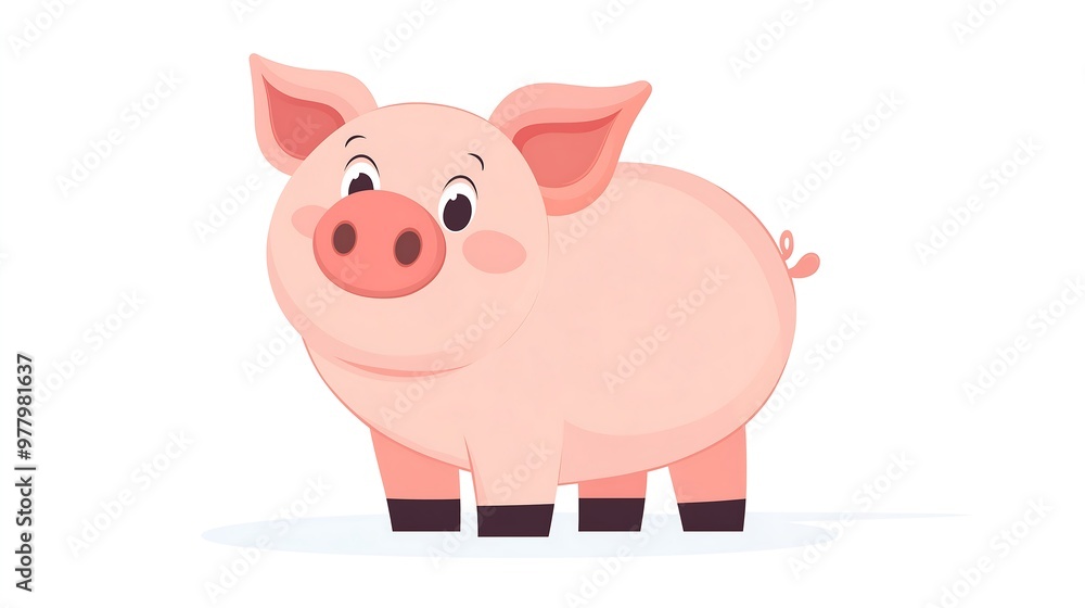Adorable cartoon pig standing with a sweet and innocent expression Adorable cartoon pig standing with a sweet and innocent expression