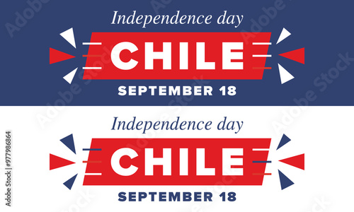 Chile Independence Day. Happy national holiday Fiestas Patrias. Freedom day. Celebrate annual in September 18. Chile flag. Patriotic chilean design. Poster, card, banner, template, background. Vector