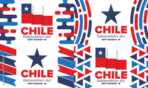 Wallpaper Mural Chile Independence Day. Happy national holiday Fiestas Patrias. Freedom day. Celebrate annual in September 18. Chile flag. Patriotic chilean design. Poster, card, banner, template, background. Vector Torontodigital.ca