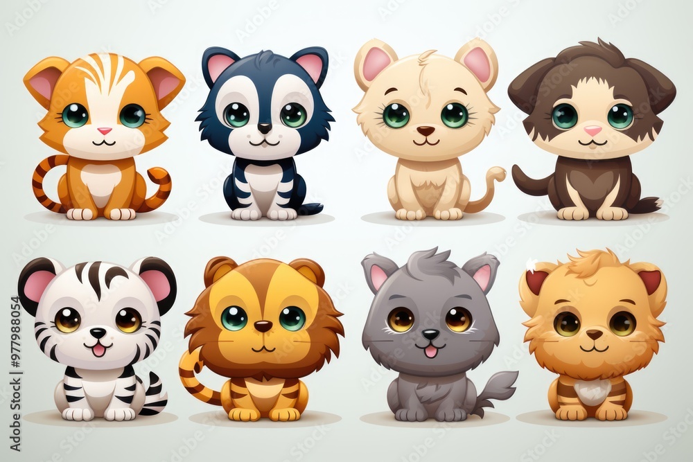 Animals and Nature emojis 2D Cartoon Vector Illustration The, generative IA Animals and Nature emojis 2D Cartoon Vector Illustration The, generative IA