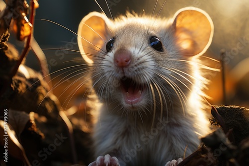 A mouse with an open mouth and an open mouth with an open mouth., generative IA