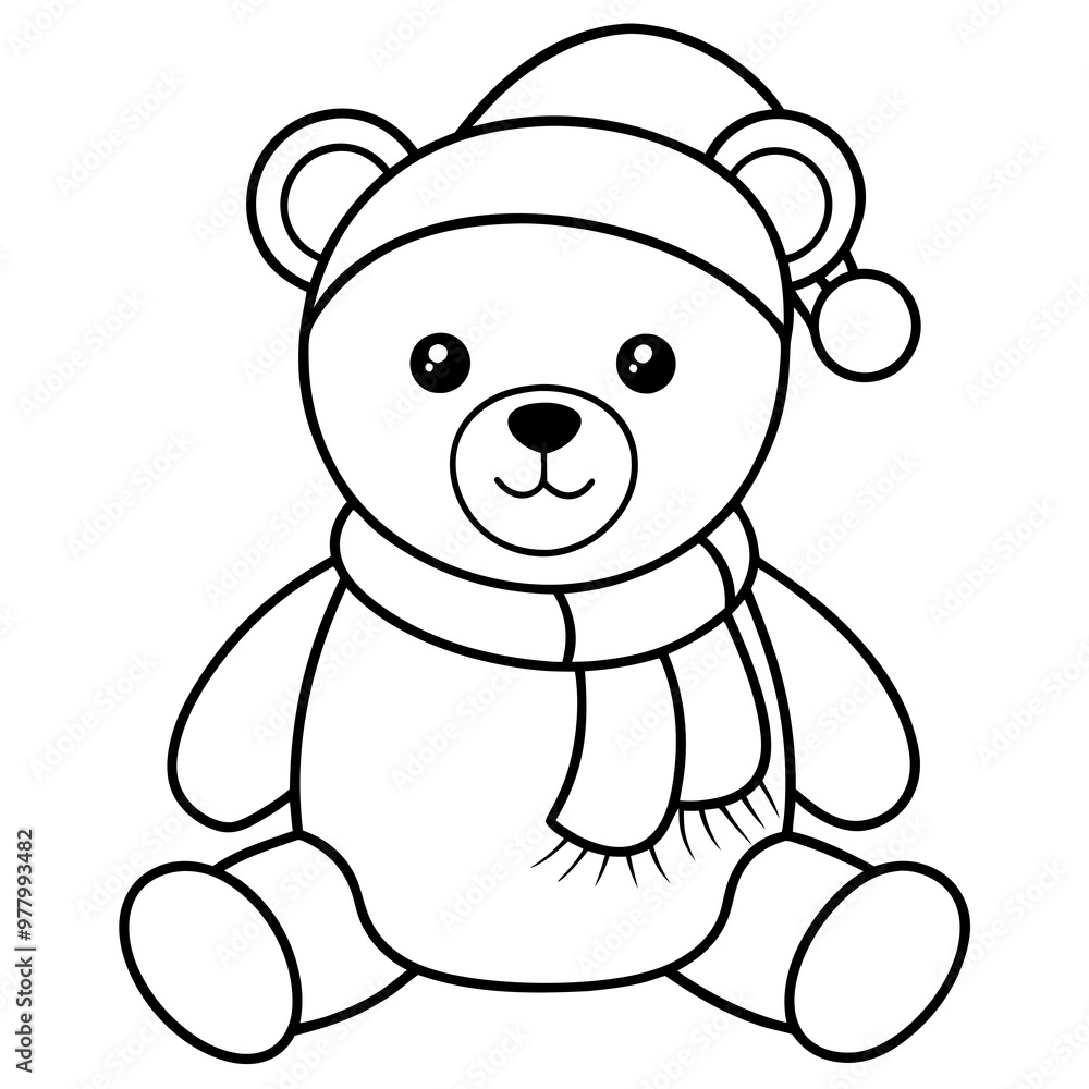 Christmas Teddy Bear Vector Cute Bear with Hat & Scarf Christmas Teddy Bear Vector Cute Bear with Hat & Scarf
