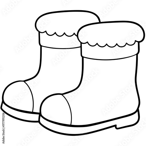 Vector Art of Santa's Iconic Fur-Trimmed Boots