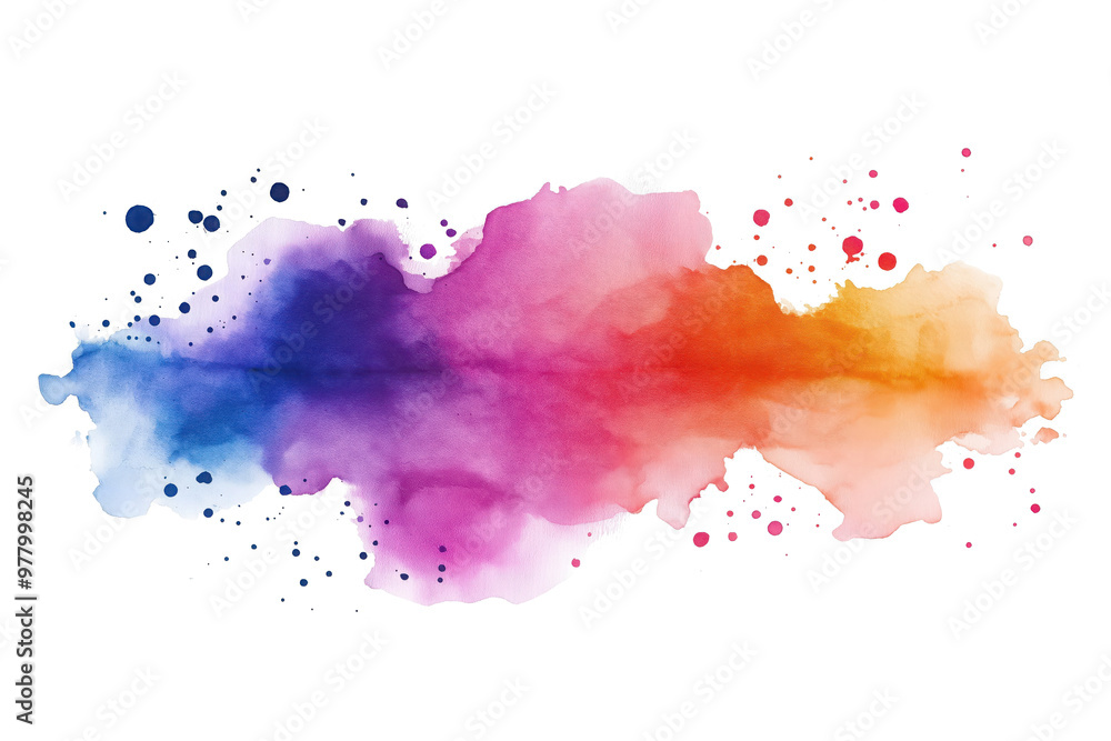 Obraz premium abstract watercolor splash in shades of orange blue and purple isolated png transparent background