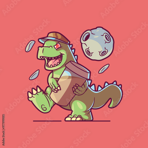 Monster character holding a cup of coffee vector illustration. Drinks, funny design concept.