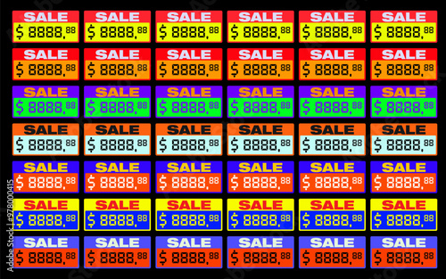 Template set with collection of price tags for commerce