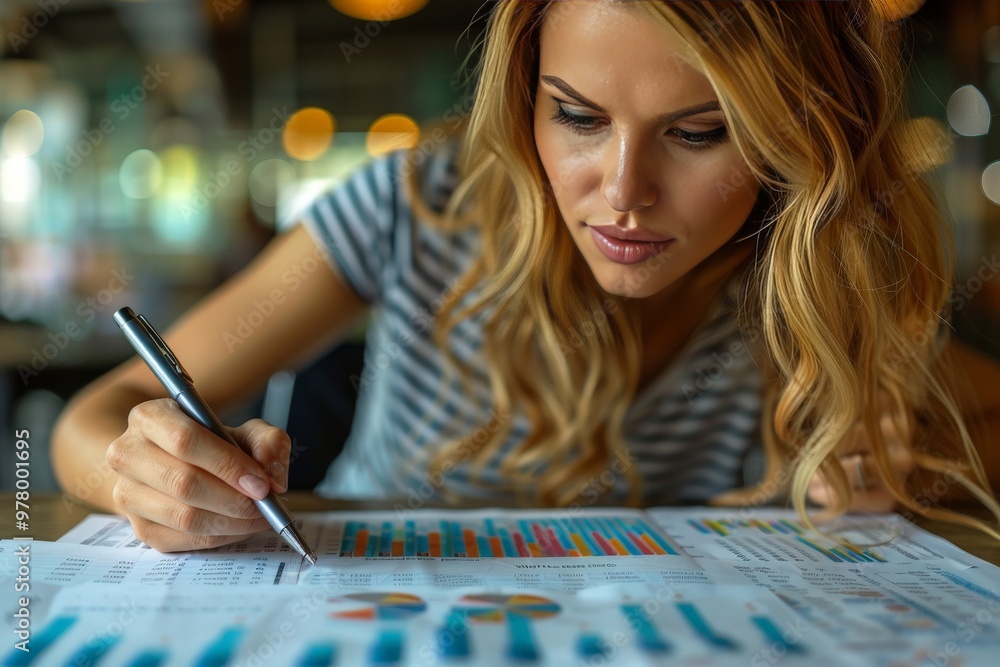 Businesswoman making informed decisions. Businesswoman making informed decisions.