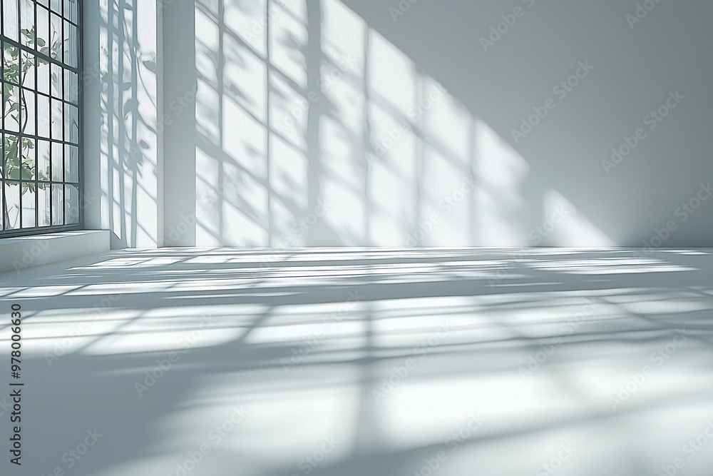 Fototapeta premium Sunlight Streaming Through a Window in a Modern White Room
