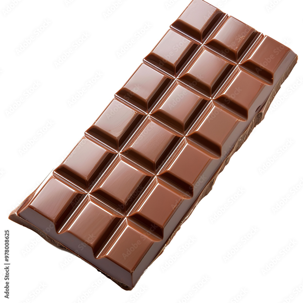 Obraz premium Segmented chocolate bar is laying on a white surface