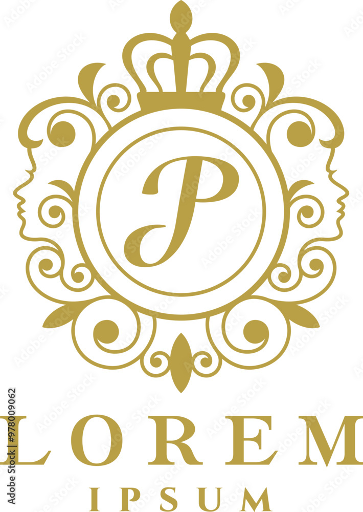 Abstract Womens Frame Letter P Logo Template Abstract Womens Frame Letter P Logo Template