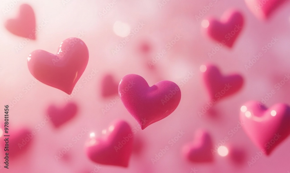 Floating Pink Hearts on a Soft Pink Background Floating Pink Hearts on a Soft Pink Background
