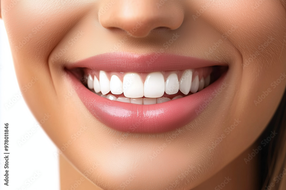Close-up of a Beautiful Smile: White Teeth and Radiant Happiness Close-up of a Beautiful Smile: White Teeth and Radiant Happiness