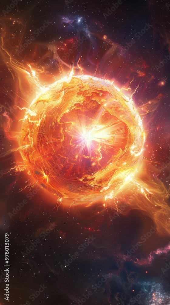 Obraz premium Glowing Celestial Explosion in Cosmic Galaxy Nebula