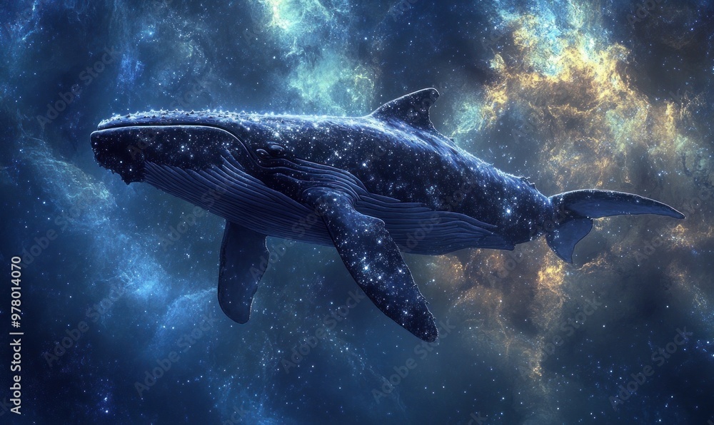 Fototapeta premium Cosmic Whale Swimming in Space