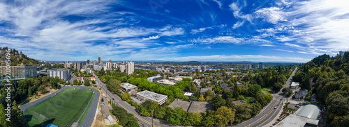 Portland Oregon Skyline Willamette River Downtown Aerial Drone View Cityscape