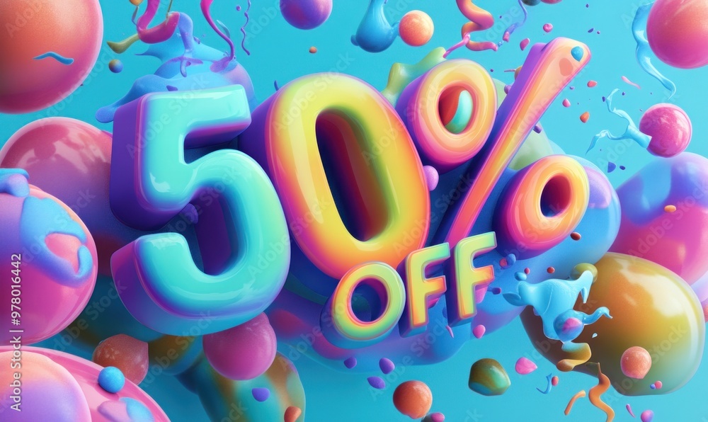 Colorful 50% Off Sale Sign Colorful 50% Off Sale Sign