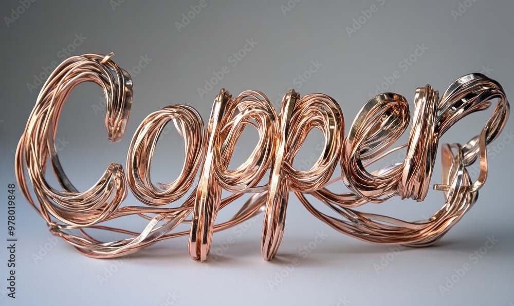 Copper Wire Sculpture on Light Background Copper Wire Sculpture on Light Background