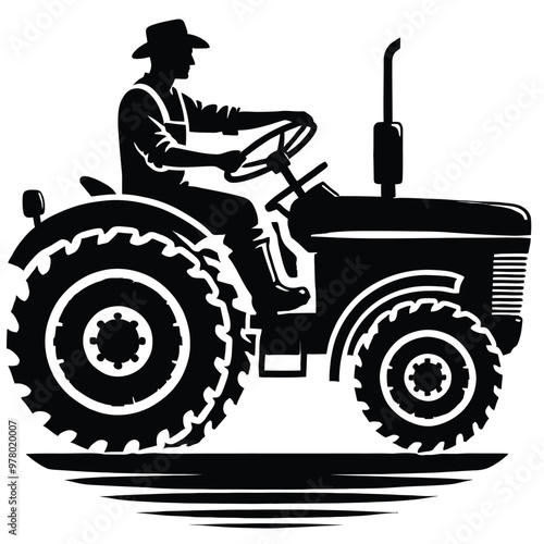 Farmer Tractor Silhouette