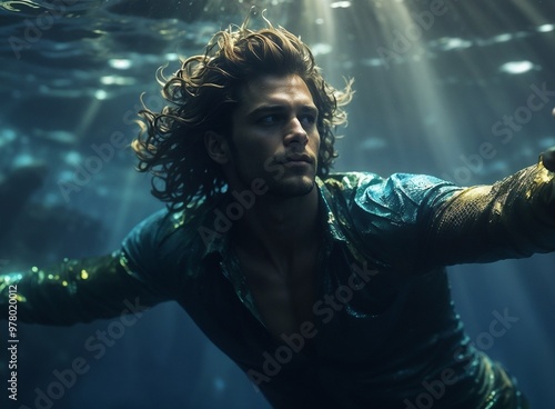 man at sea - prince at sea - heartthrob at sea - diving - prince diving - heartthrob diving - blonde diving - atlantis. heartthrob merman - handsome merman -